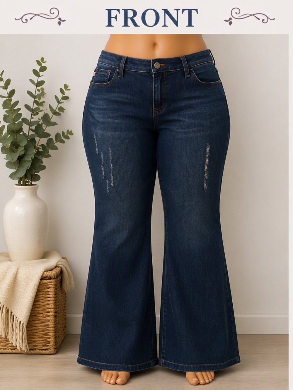 Dark Wash Bootcut Jeans with Bold Back Detail – Make a Statement!